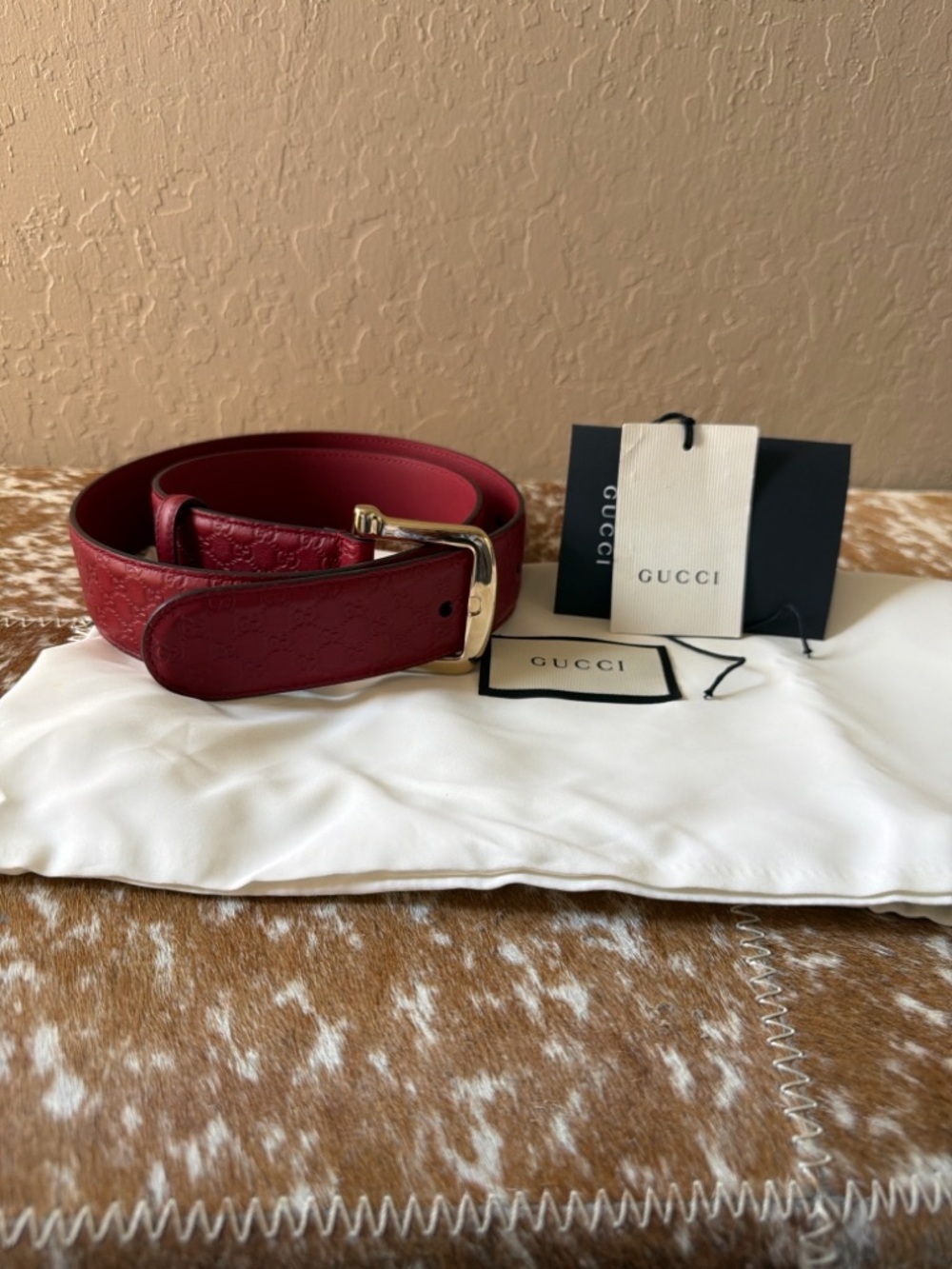 Authentic Gucci Red Leather GG Belt ❤️